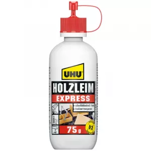 UHU Wasserfest Holzleim 75g Verleimung in Feuchträumen wie Küche und Bad Frischer Leim mit Wasser entfernbar Innen- und Außenanwendung Super 3 Quality